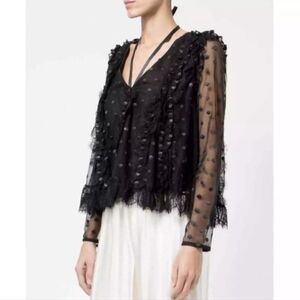 Alexis Clementine Black Polka Dot Sheet Blouse Sz XS
